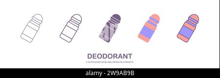 Icona deodorante. Illustrazione vettoriale lineare dalla raccolta di trucco. Delineare il vettore icona deodorante. Simbolo a linea sottile per l'uso su applicazioni Web e mobili. Illustrazione Vettoriale