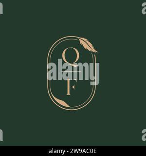 Idee per il design del logo con monogramma nuziale QF Feather Concept come ispirazione Illustrazione Vettoriale