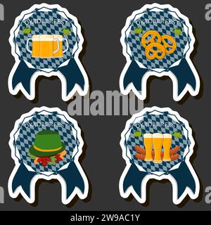 Splendida illustrazione a colori sul tema della festa annuale dell'Oktoberfest Illustrazione Vettoriale