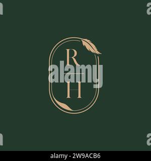RH Feather Concept Wedding monogram logo idee di design ispirate Illustrazione Vettoriale