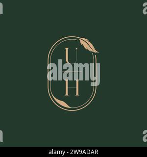 Idee per il design del logo del monogramma nuziale di concetto di piume come ispirazione Illustrazione Vettoriale