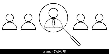 Cerca l'icona del candidato migliore. Ricerca HR. Illustrazione vettoriale Illustrazione Vettoriale