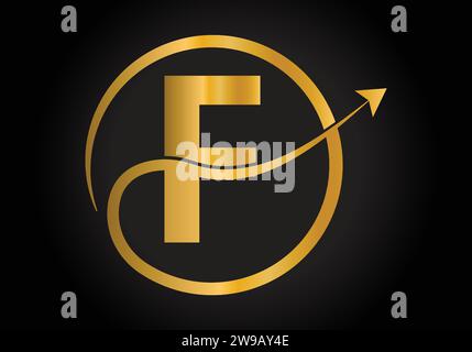 Logo finanziario con concetto F Letter. Marketing astratto creativo e design di logo aziendale finanziario. Illustrazione Vettoriale