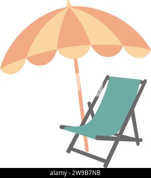 Sedia a sdraio con ombrellone con sfondo trasparente Illustrazione Vettoriale