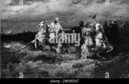 Battle Scene: Arabs Making a Detour 1894 di Adolf Schreyer Foto Stock