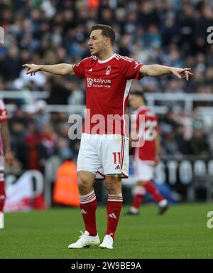 Newcastle upon Tyne, Regno Unito. 26 dicembre 2023. Chris Wood del Nottingham Forest durante la partita di Premier League a St. James' Park, Newcastle upon Tyne. Il credito fotografico dovrebbe leggere: Nigel Roddis/Sportimage Credit: Sportimage Ltd/Alamy Live News Foto Stock