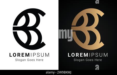 Luxury iniziale BBC Monogram Text Letter Logo Design Illustrazione Vettoriale