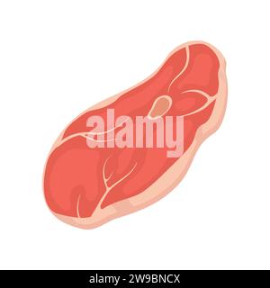 Bistecca di manzo cruda fresca isolata su fondo bianco. Ottimo per il concetto di ristorante barbecue. Illustrazione Vettoriale