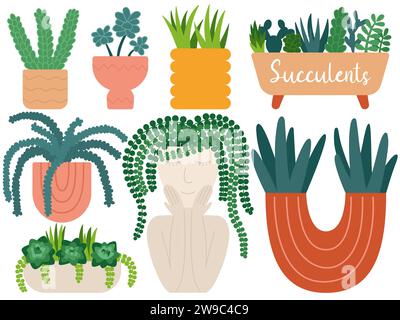 set di piante succulente Illustrazione Vettoriale