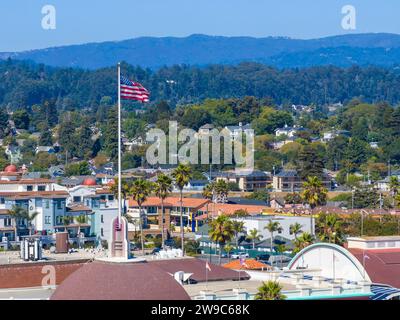 Vista aerea della bandiera americana a Santa Cruz. Foto Stock