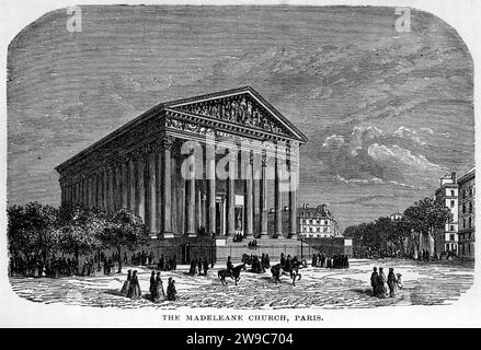 Incisione della chiesa di Madeleane, Parigi, dal mondo sotterraneo, circa 1878 Foto Stock