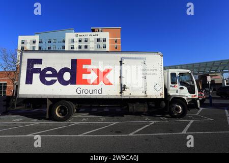 Federal Express Truck Cross County Center Yonkers NY Foto Stock