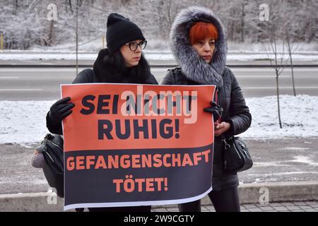 Zaporizhzhia, Ucraina. 24 dicembre 2023. I manifestanti tengono un cartello durante il raduno motoristico a sostegno dei prigionieri di guerra ucraini con lo slogan "non fate silenzio! La prigionia uccide!" A Zaporizhzhia. Il presidente ucraino Volodymyr Zelenskyy ha affermato che il processo di scambio dei prigionieri di guerra è stato ostacolato dalla Russia per ragioni specifiche, ma spera che questo percorso si aprirà presto. "Ora stiamo lavorando per riportare un numero abbastanza decente dei nostri ragazzi. Se Dio vuole, avremo successo", ha detto alla conferenza stampa di fine anno del 19 dicembre 2023. Credito: SOPA Images Limited/Alamy Live News Foto Stock