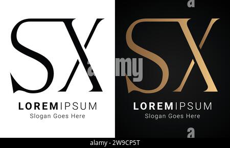 Design con logo monogramma Luxury Initial SX o XS Text Letter Illustrazione Vettoriale