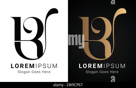 Design del logo Luxury Initial RU o UR monogramma Text Letter Illustrazione Vettoriale