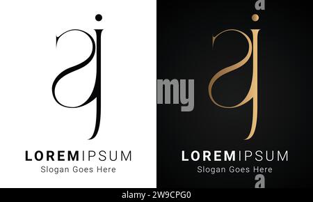 Design con logo monogramma AJ o JA iniziale Luxury Illustrazione Vettoriale