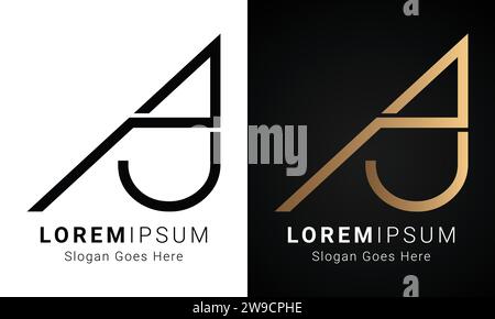 Design con logo monogramma AJ o JA iniziale Luxury Illustrazione Vettoriale