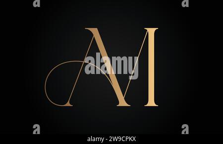 Design con logo lettera di testo monogramma AM o ma iniziale di lusso Illustrazione Vettoriale