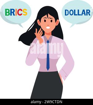 brics e dollars business woman Illustrazione Vettoriale
