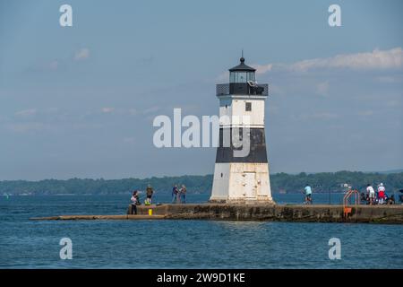 Faro del North Pier a Presque Isle Bay, Erie, Pennsylvania Foto Stock