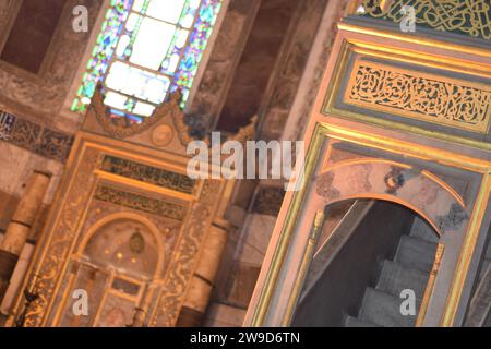 vista interna della moschea hagia sophia di istanbul Foto Stock