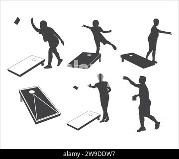Tavole Cornhole, silhouette Cornhole, Cornhole Playing svg, Cornhole Game, Cornhole board, Cornhole, Cornhole board, Cornhole playing Illustrazione Vettoriale