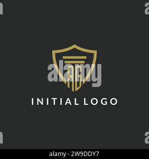 Logo monogramma iniziale AG con idee di design a colonna e scudo Illustrazione Vettoriale