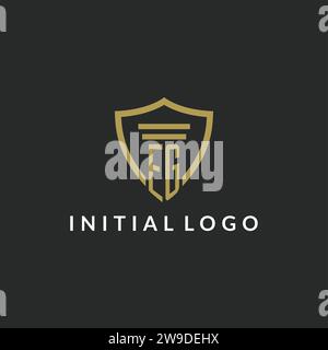 AD ESEMPIO, logo monogramma iniziale con idee di design stile pilastro e scudo Illustrazione Vettoriale