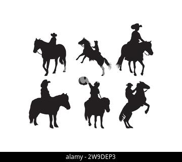 Cowboy piccolo, cowboy piccolo SVG, pony SVG, silhouette cowboy piccolo, rodeo Horse, Cowboy, Western, Cowboy Vector Illustrazione Vettoriale