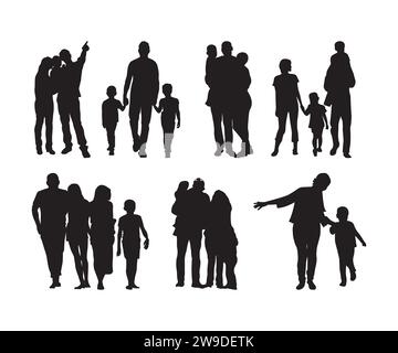 Family Vector, Family SVG Bundle, People Vector, Family silhouette, Family Love, padre e figli, vettore famiglia, pacchetto famiglia Illustrazione Vettoriale