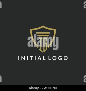 Logo monogramma iniziale IG con idee di design a colonna e scudo Illustrazione Vettoriale