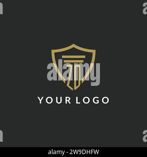 Logo monogramma iniziale ZO con idee di design a colonna e scudo Illustrazione Vettoriale