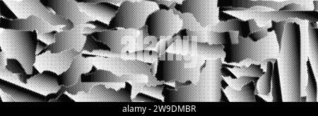 Collage, banner grunge illustrazione vettoriale. Una trama di distorsione del glitch per brochure, social media, poster e volantini, punti di mezzitoni vettoriali. Foto Stock