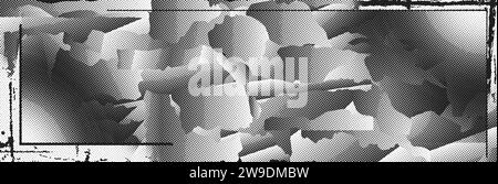 Collage, banner grunge illustrazione vettoriale. Una trama di distorsione del glitch per brochure, social media, poster e volantini, punti di mezzitoni vettoriali. Foto Stock