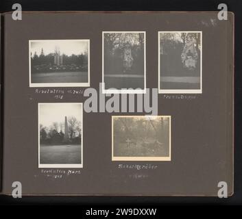 Cimitero centrale di Wenen, Berti Hoppe (forse), 1930 - 1931 Fotografia di cinque tombe presso lo Zentralfriedhof di Vienna. Le didascalie indicano chi sono le tombe o in onore di quale evento è il monumento, compresa la rivoluzione del 15 luglio 1928 e la tomba di Franz von Suppé. Queste foto fanno parte di un album. Cartone di Vienna. supporto fotografico con stampa in argento gelatina tomba, tomba. Cimitero, cimitero di Vienna Foto Stock