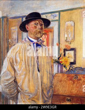 Carl Larsson (1853-1919), Self Portrait painting of the Swedish Painter in oil on canvas, 1905 Foto Stock