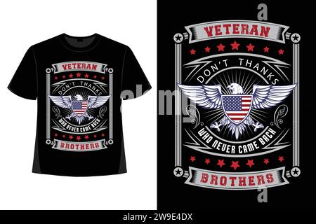 Design di T-shirt veterani, disegni di T-shirt Veteran Day, T-shirt tipografica, camicia Veteran US Army, bandiera Grunge usa, esercito americano, T-Shirt soldire USA Illustrazione Vettoriale
