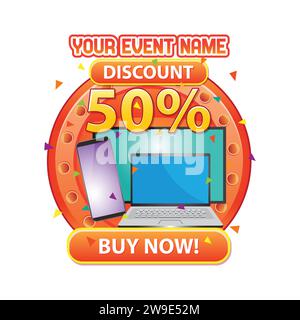 Sconto promozionale Big Flash sale Circle Design Illustrazione Vettoriale