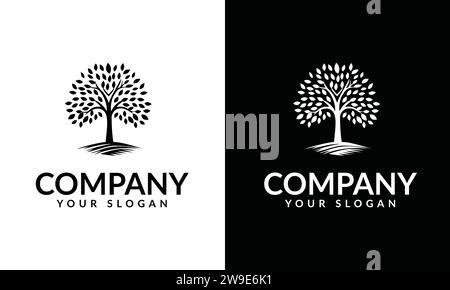 Logo Classic Black and White Tree Illustrazione Vettoriale