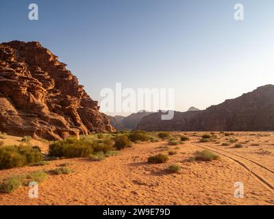 Deserto di Wadi Rum, alias Valle della Luna, Giordania, Medio Oriente Foto Stock