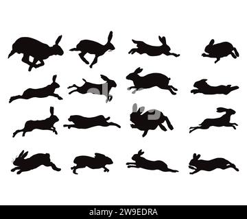 Coniglio che corre, coniglietto a forma di coniglio pasquale, coniglio Cricut, coniglio Clipart, Rabbit Cut Files, Bunny Cricut, Bunny Clipart Illustrazione Vettoriale