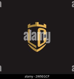 Monogramma logo LC iniziali con grafica vettoriale con design a scudo Illustrazione Vettoriale