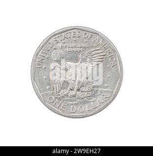 1979 P FG Susan B. Anthony Dollar retro. La prima moneta statunitense a circolare con una donna, prodotta nel 79-81 e nel 99. Raffigura la suffragista Susan B. Foto Stock