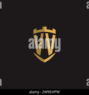 Monogramma con logo VV iniziali e grafica vettoriale con design a scudo Illustrazione Vettoriale