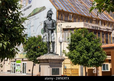 Laredo, Spagna. Monumento a Diego del Barco y de la Cendeja, brigadiere di artiglieria dell'esercito spagnolo, eroe della guerra d'indipendenza spagnola Foto Stock