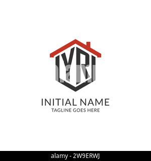 Monogramma iniziale DEL logo con forma esagonale del tetto, grafica vettoriale semplice e minimale del logo immobiliare Illustrazione Vettoriale