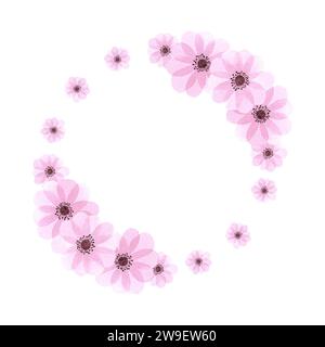 Bouquet di anemoni rosa ad acquerello disegnato a mano su sfondo bianco. Può essere utilizzato per album, cartoline postali, bolla, invito, album e altre stampe Foto Stock