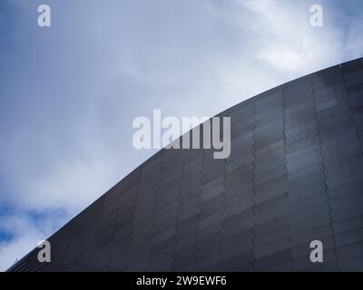 Primo piano del muro dello stadio Santiago Bernabeu del Real Madrid Foto Stock