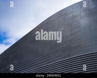 Primo piano del muro dello stadio Santiago Bernabeu del Real Madrid Foto Stock