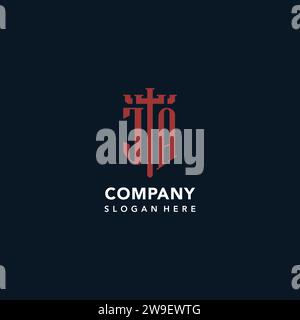 Logo monogramma iniziale JA con idee di design a forma di spada e scudo Illustrazione Vettoriale